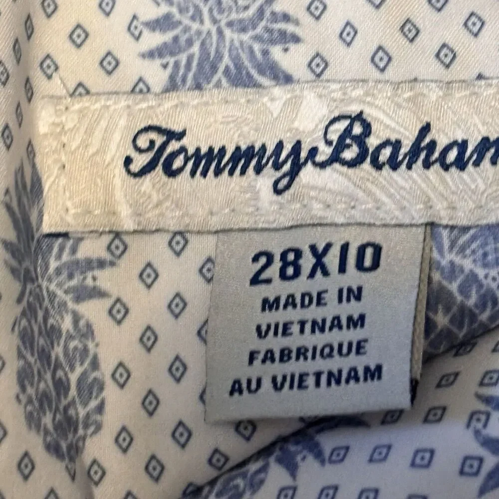 Tommy Bahama Golf IslandZone Plaid Shorts Tan Flat Front Stretch 28 NEW